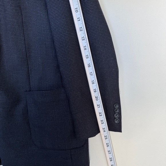 Pronto Uomo Couture Mens Wool Plaid Blazer Jacket Black 42R Business Formal Vent - Picture 6 of 11